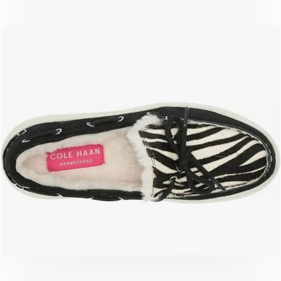 Cole Haan Women's GrandPro Rally Slipper Moccasin - Black Suede-Zebra Size 8 - Picture 2 of 11